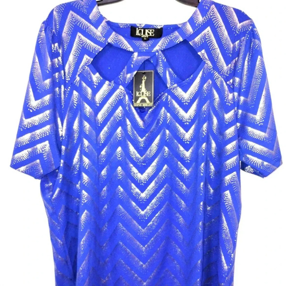 Louis Paris Blue Silver Women's Blouse Plus Size - Picture 1 of 4